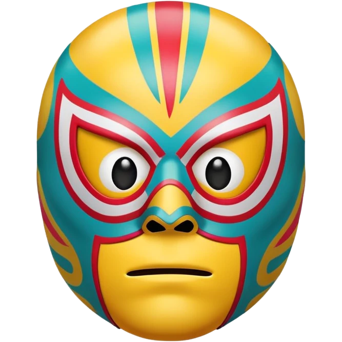 sad face emoji wearing a colorful luchador mask emoji