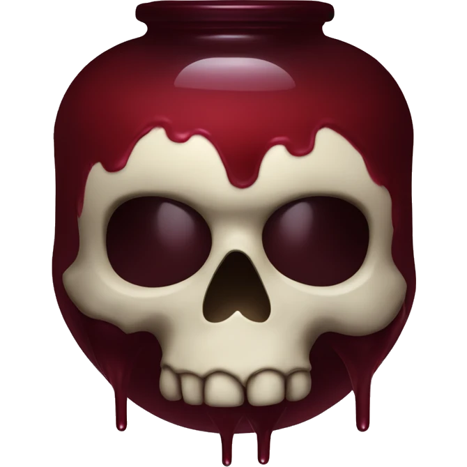 Potion jar in the shape of a skull with dark red liquid inside emoji