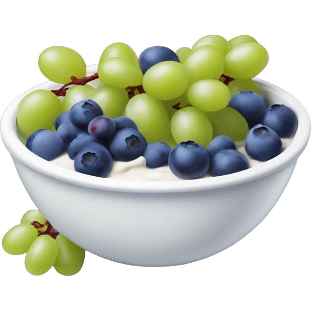 yoghurt bowl with grapes and blueberries emoji