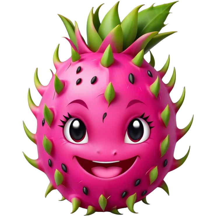 dragon fruit with happy cute face emoji