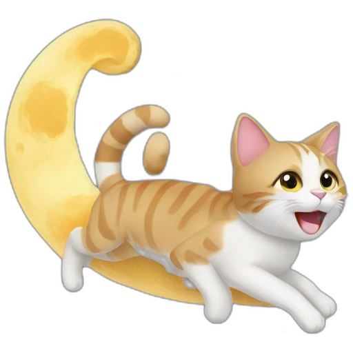Two cats flying to the moon emoji