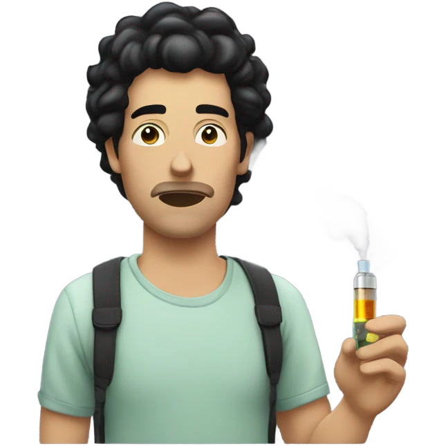 A black haired Guy smoking THC concentrate emoji