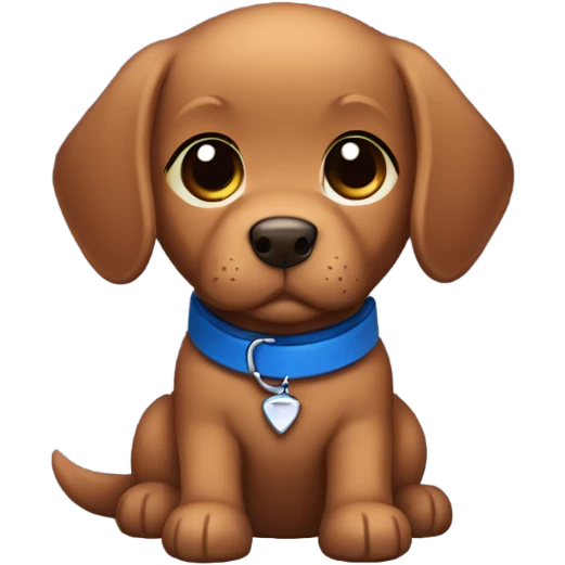 Chibi dark red retriever puppy with blue collar emoji