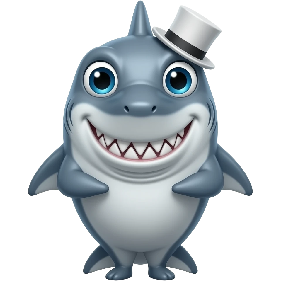 Shark with a top hat emoji