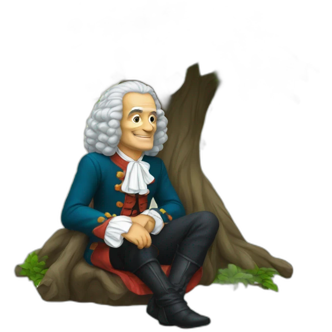 Voltaire sitting under a tree emoji