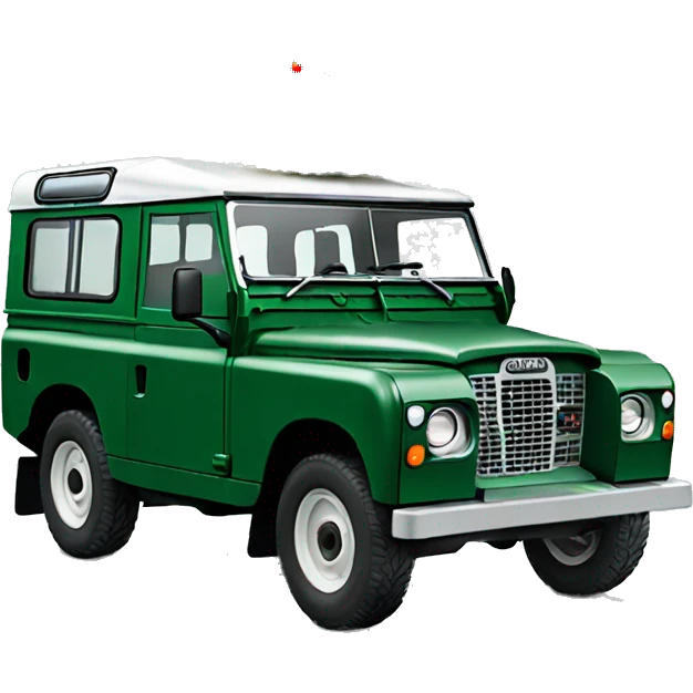 Green landrover with Christmas tree emoji