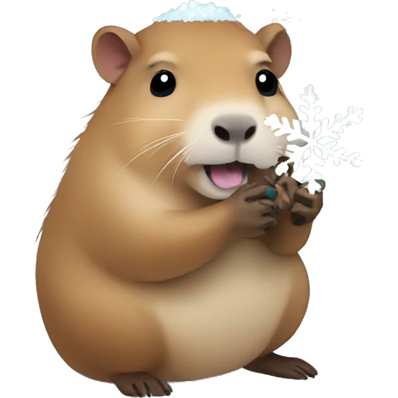 Capybara holding a snowflake emoji