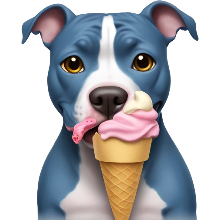 Blue pitbull eating ice cream emoji