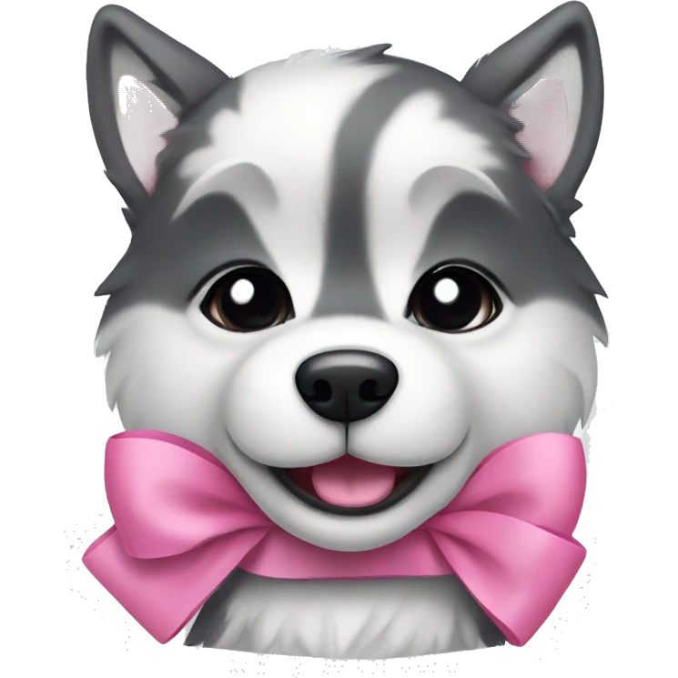 Cute husky with a pink bow emoji