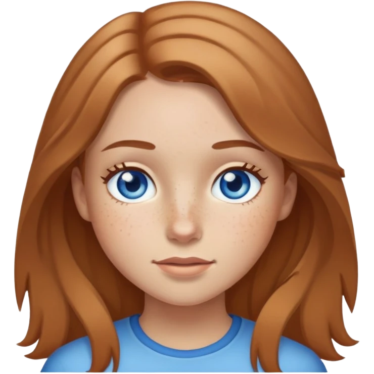 Girl with light skin, light brown hair, blue eyes, and freckles emoji