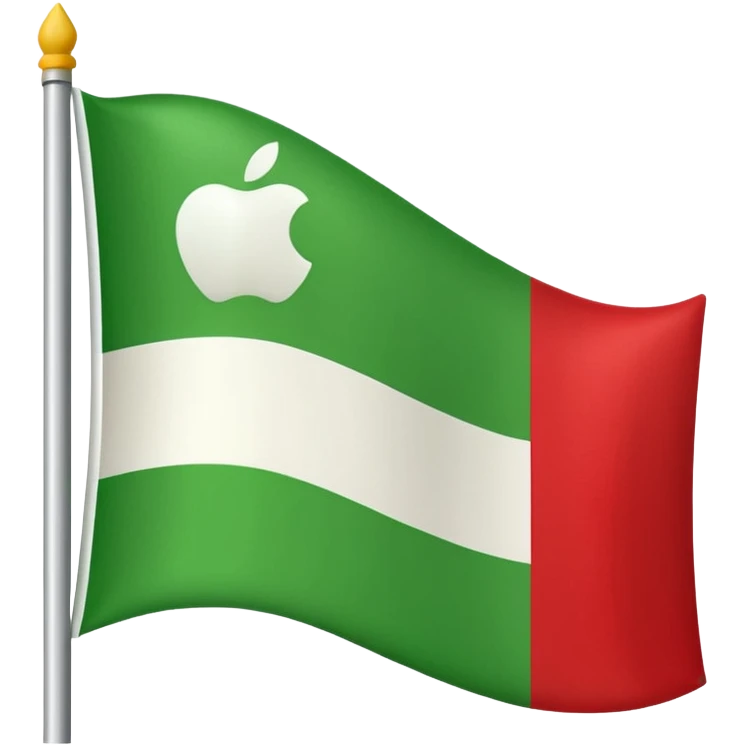A red flag with a vertical and horizontal white stripe and two diagonal green stripes. Apple flag emoji style emoji