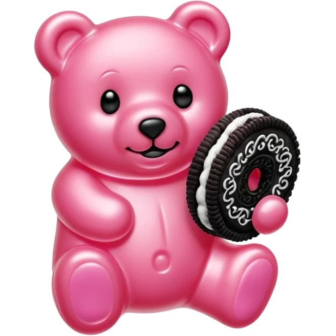 transparent pink gummy bear pink Oreo cookie kawaii emoji