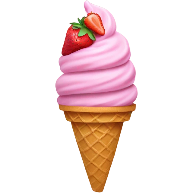 pink ice cream gelato cone with strawberry emoji