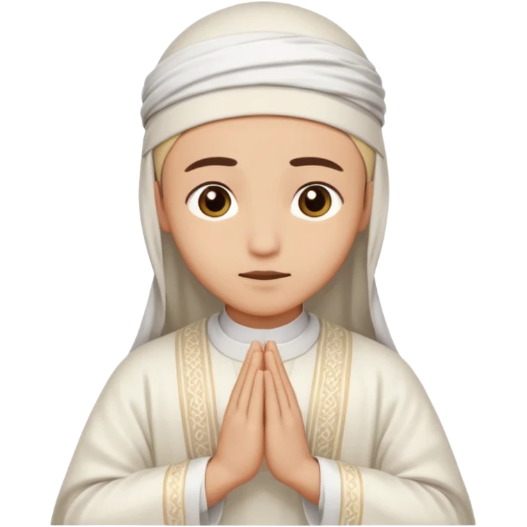 muslim prayer in sujood wearing white islamic garment emoji