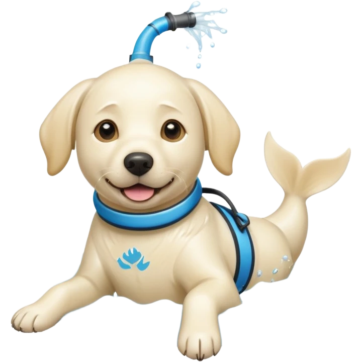 White labrador with snorkel and fins emoji