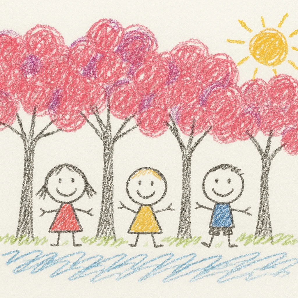 sakura cherry blossom children doodle style emoji