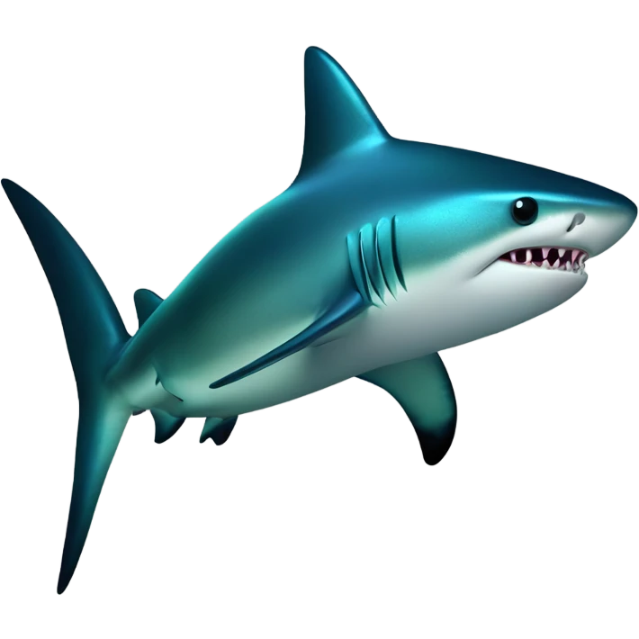 Fascial-patterned, bioluminescent-coated shark with iridescent scales. emoji