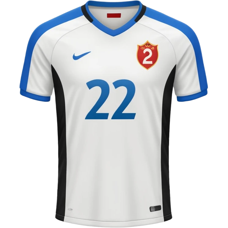 White soccer jersey turn around with number 22 and my name RONIHO emoji