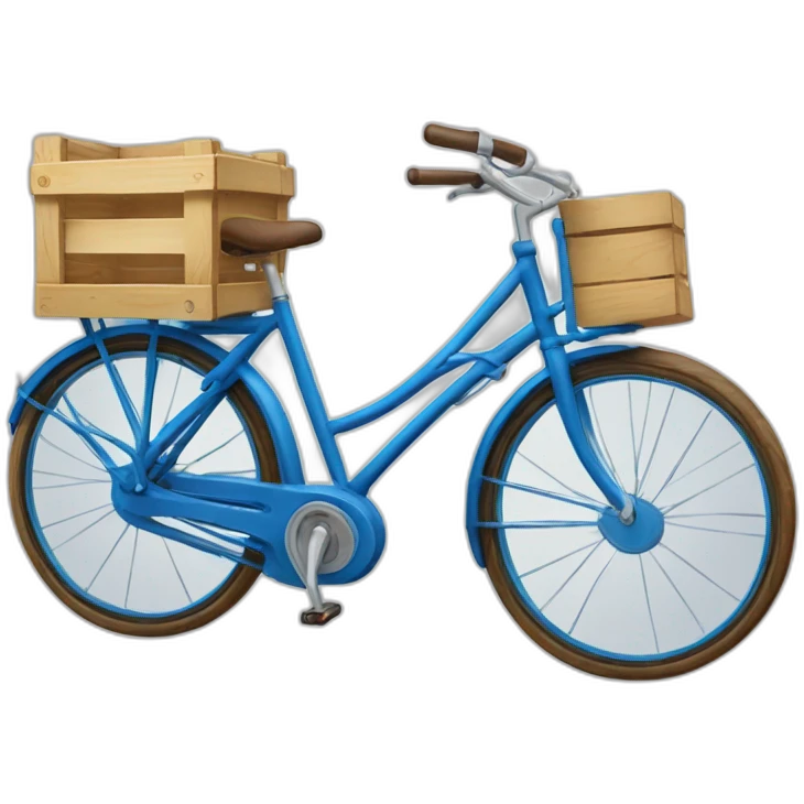 blue step-through bicycle with wooden crate on rear emoji