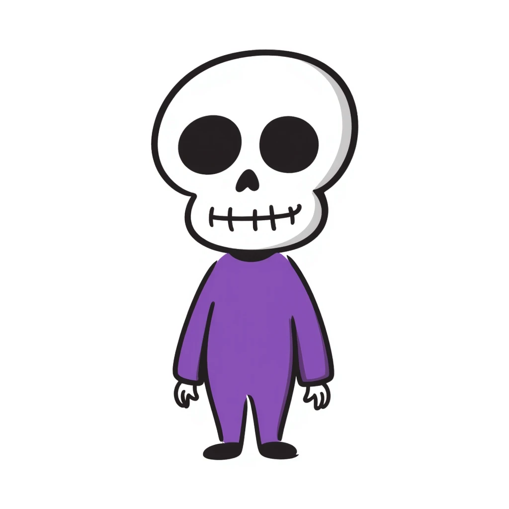 purple character with a white skull mask emoji