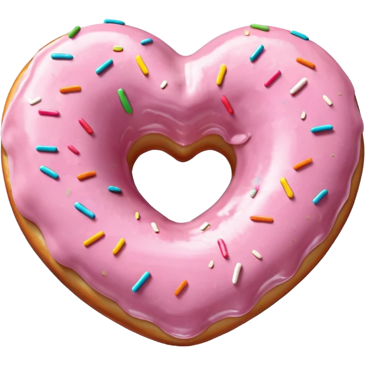 Realistic isolated heart shaped donut with pale pink & glaze. emoji