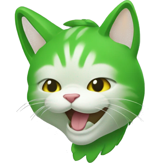 Un chat vert emoji