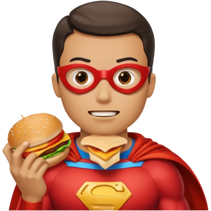 superhero eating hamburger emoji
