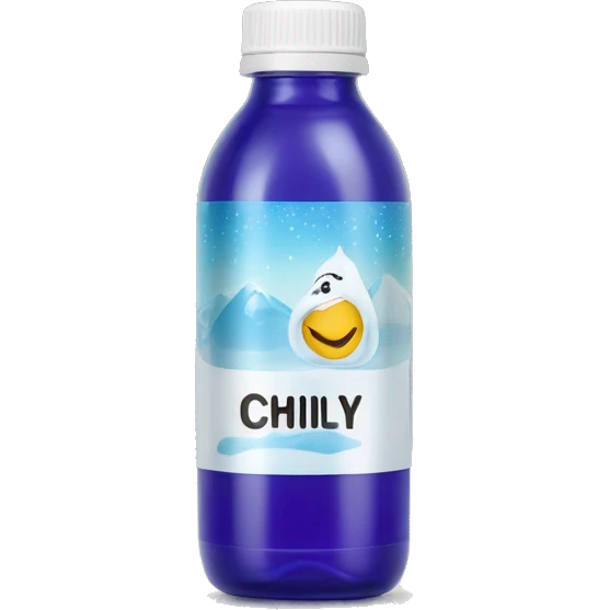 bottle of gel with label that says "chilly" emoji