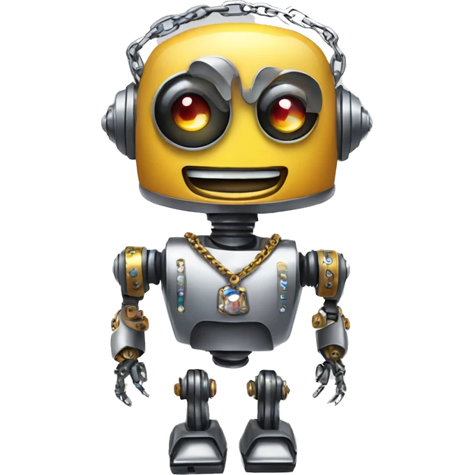 a robot with a cuban chain with diamonds  emoji