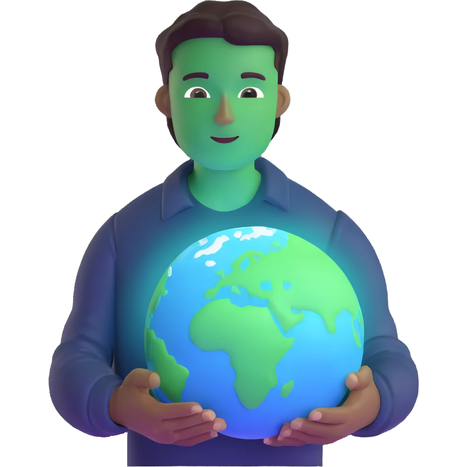 godlike man holding the Earth, glowing aura emoji