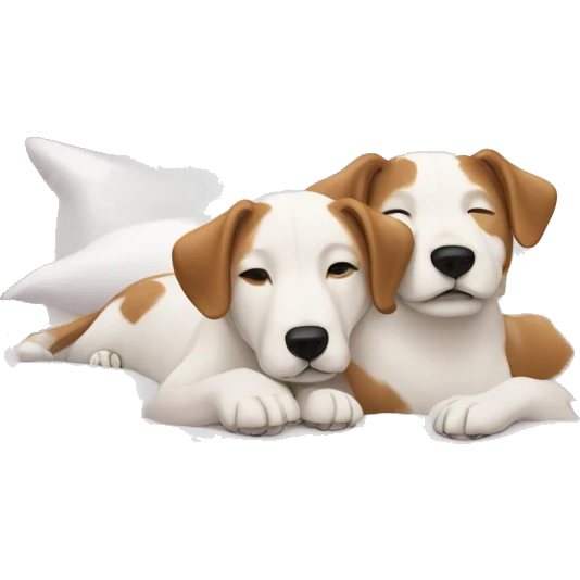 A couple of Persons  laying in bed with 2 white dogs  emoji