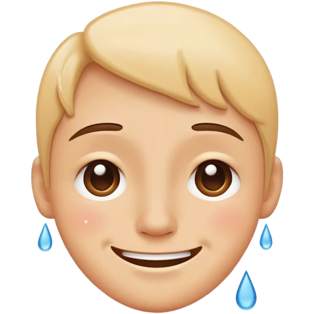 face with a smile but with tears streaming down, hiding sadness behind a happy face emoji