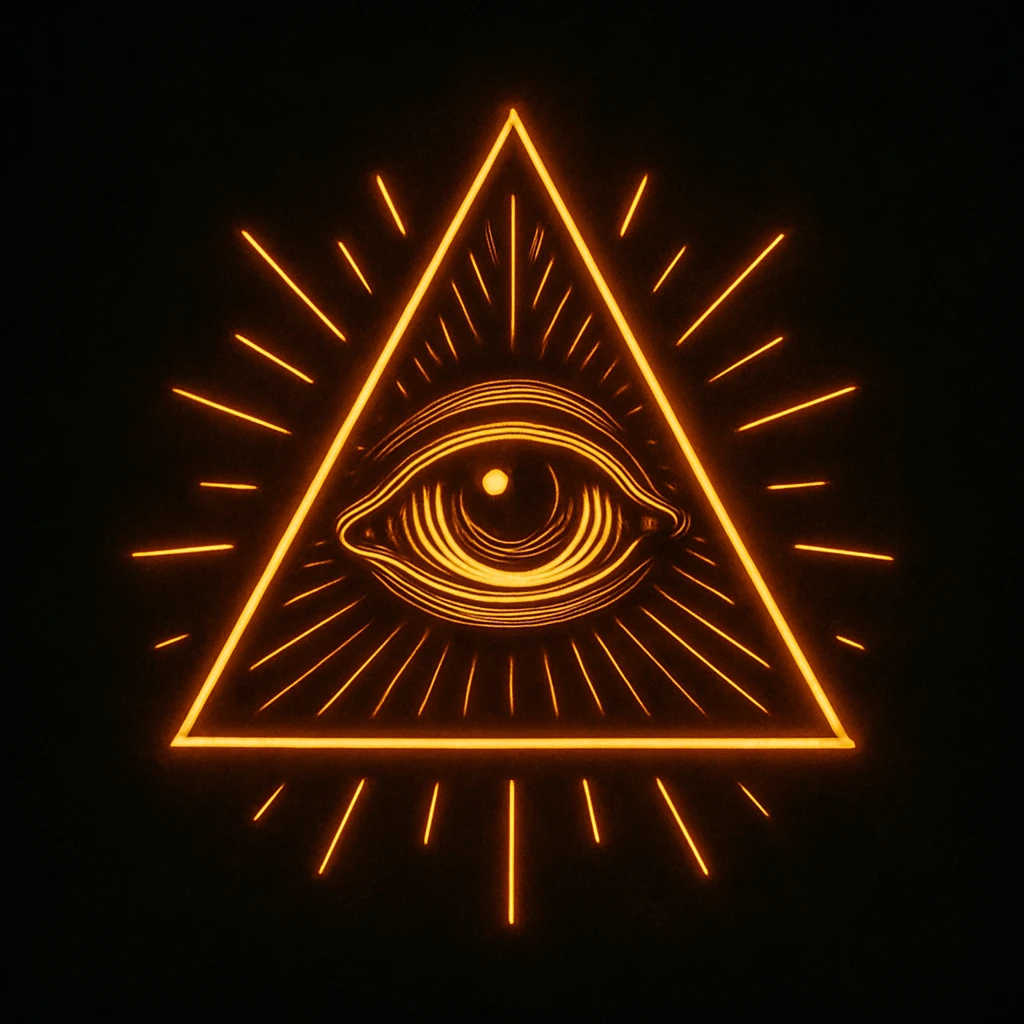the Illuminati symbol, stylized with glowing lines and a dark background emoji