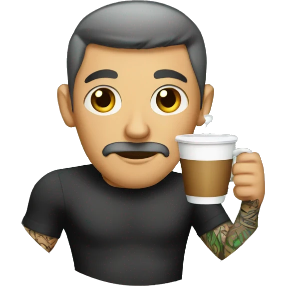 tattooed men drinking a cup of coffee emoji