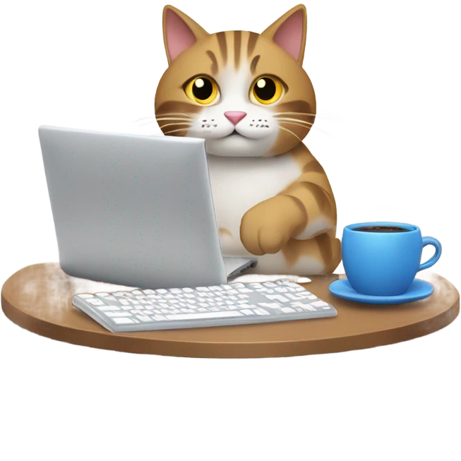 cat busy coding emoji