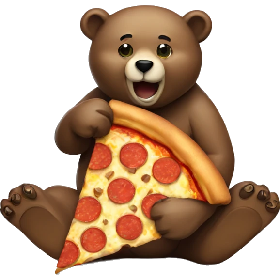 A bear eating a slice of pizza  emoji
