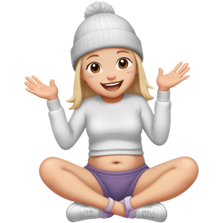 Girl with beanie belly laughing and slapping knee  emoji