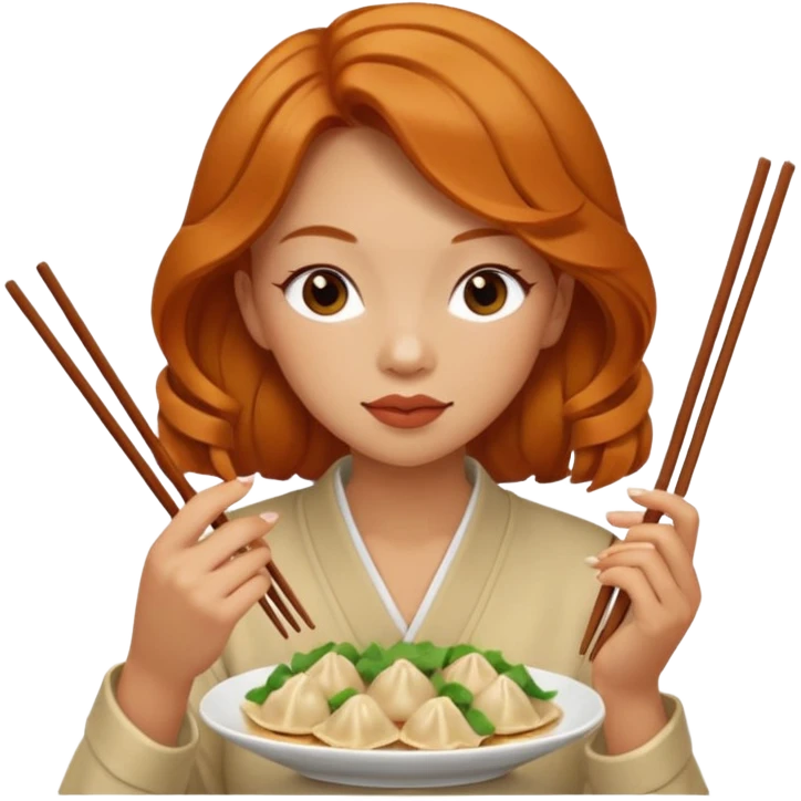dumpling eating ginger woman emoji