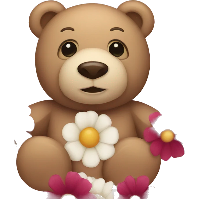 Teddy bear and flowers emoji