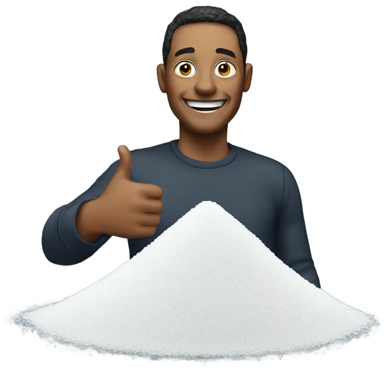 A happy man with a pile of salt emoji