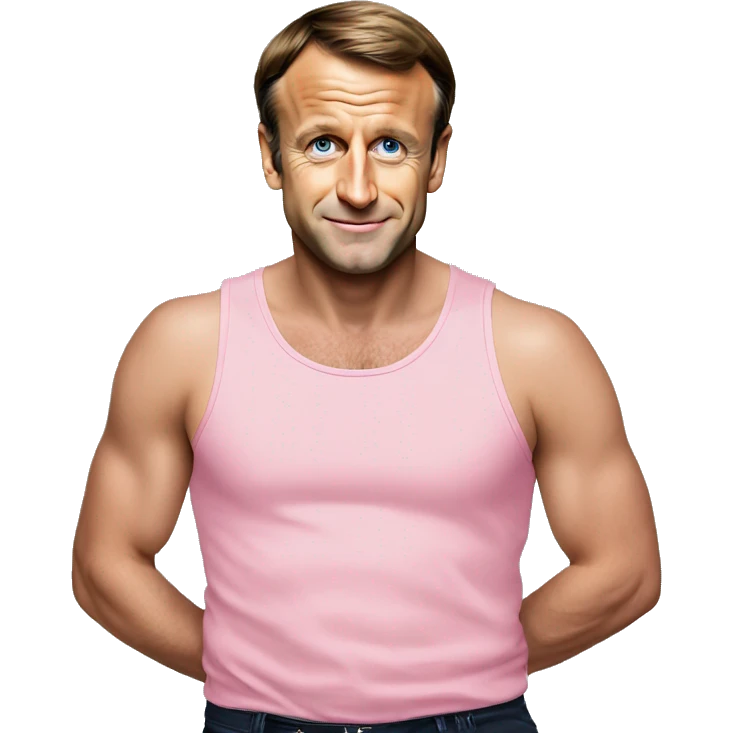 France president macron wearing a pig pink tank top emoji
