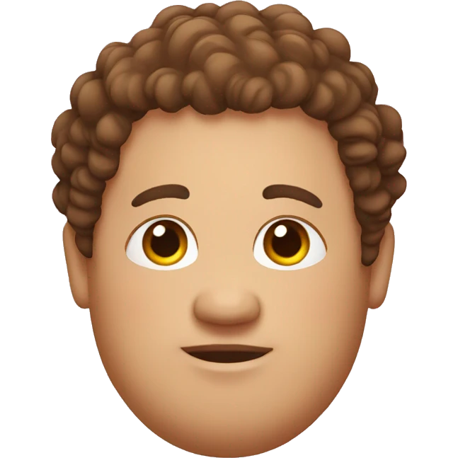 fat ma with curly brown hair and oval face emoji