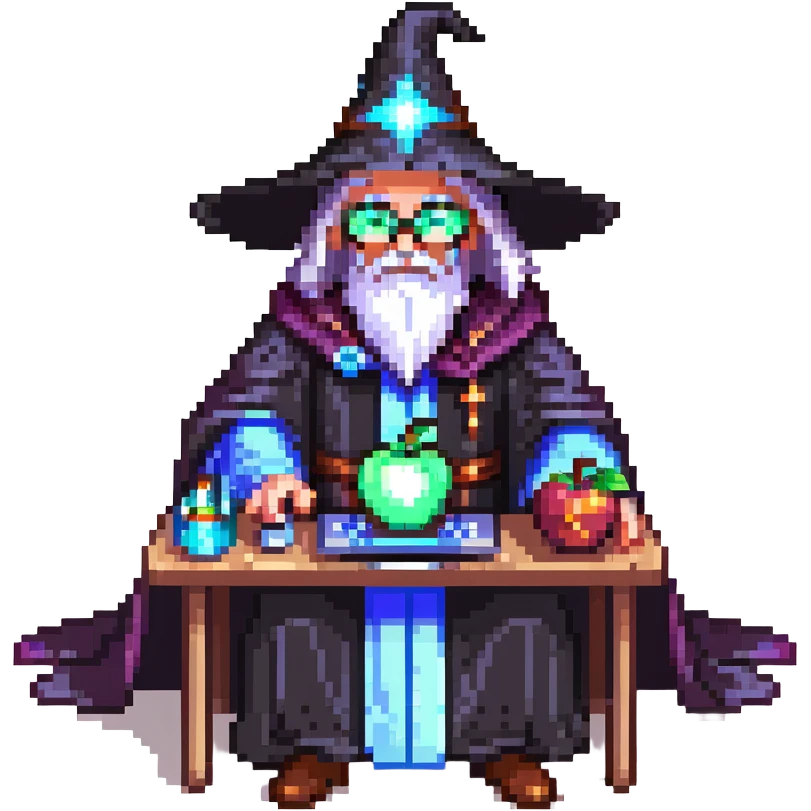 powerful wizard coding on an Apple laptop, glowing magical aura surrounding him, confident expression, looks like the ultimate boss of coding, wearing impressive dark robe emoji