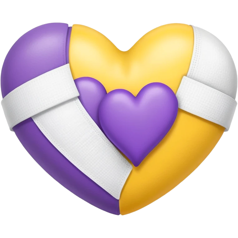 two hearts, one purple and one yellow, both with bandages emoji