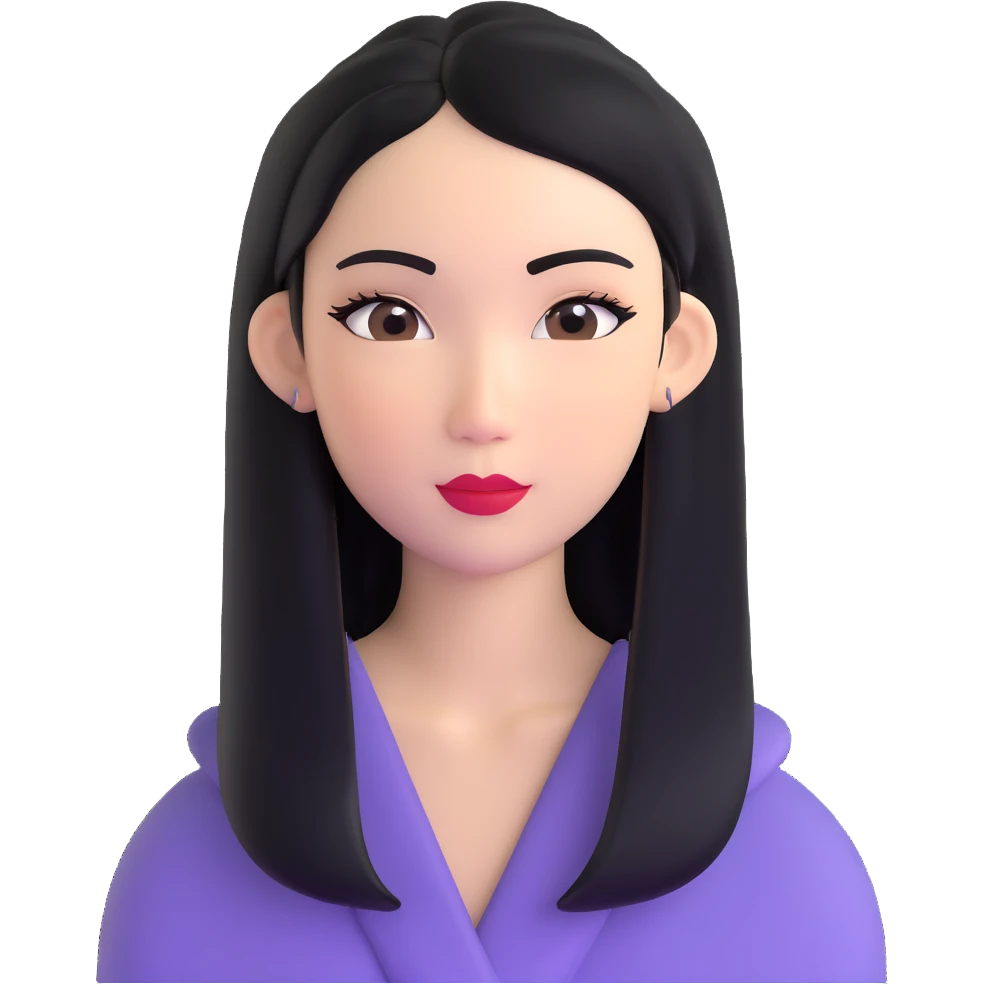 baddie with Asian and Latina features, long straight black hair, makeup emoji