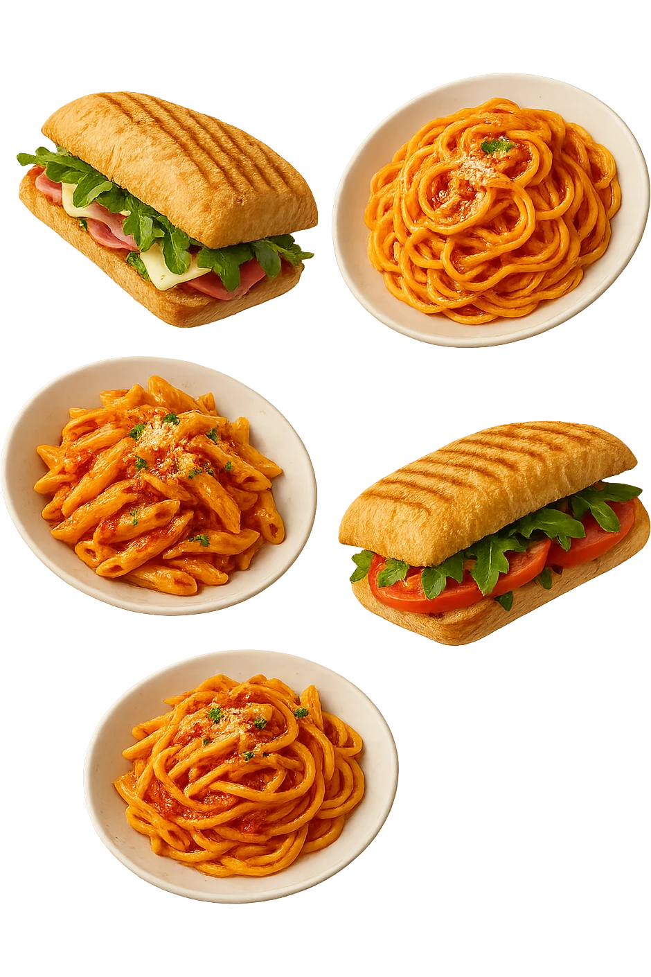 panini e pasta fluttuano in aria  emoji