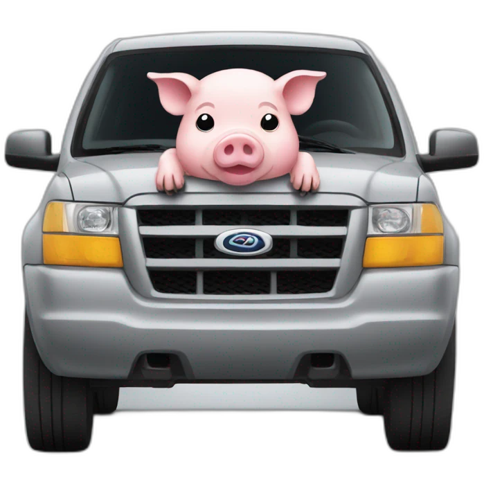 pig driving grey suv emoji