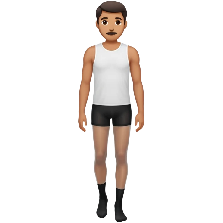 man wearing shorts and black sheer pantyhose emoji