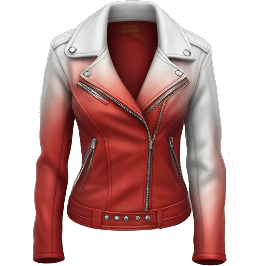 Hyper Realistic isolated open red ombre feminine fashion leather jacket. emoji