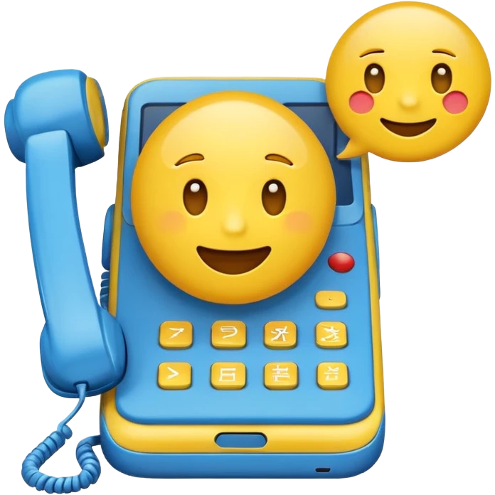 emoji with a phone and speech bubble symbolizing calling out to customers, in E-conomic inspired colors emoji